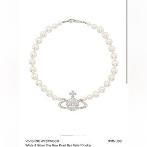 White & Silver One Row Pearl Bas Relief Choker